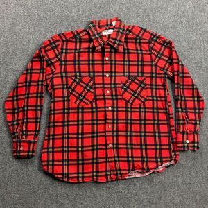 The Highlander Flannel Shirt Men's Large Red Check Button Up 100% Cotton‎ L